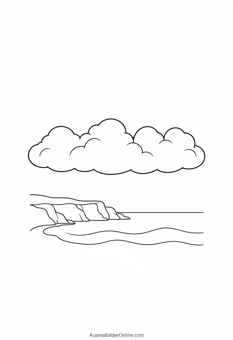 Zusammenhängende rundliche Wolkenfelder über einer Küste