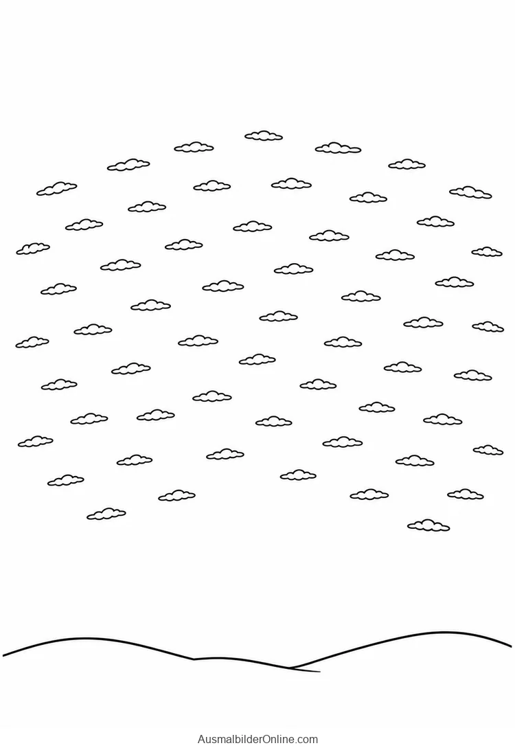 Viele kleine regelmäßige Wolkenformen über sanften Hügeln