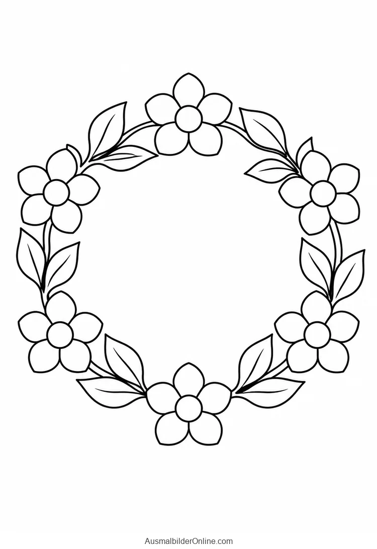 Runder Kranz aus Frühlingsblüten und Blättern