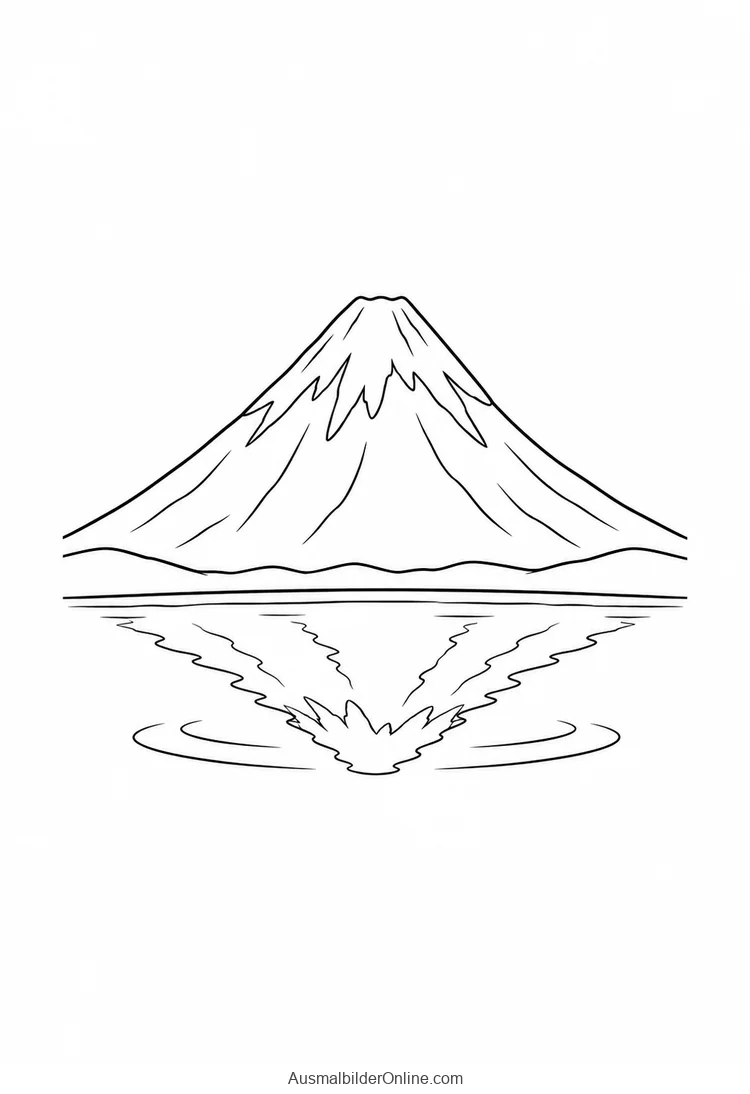 Der Fujisan erhebt sich über einem See und spiegelt sich im Wasser