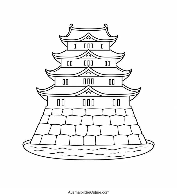 Die weiße Burg Himeji steht mit gestaffelten Dächern auf einem steinernen Sockel