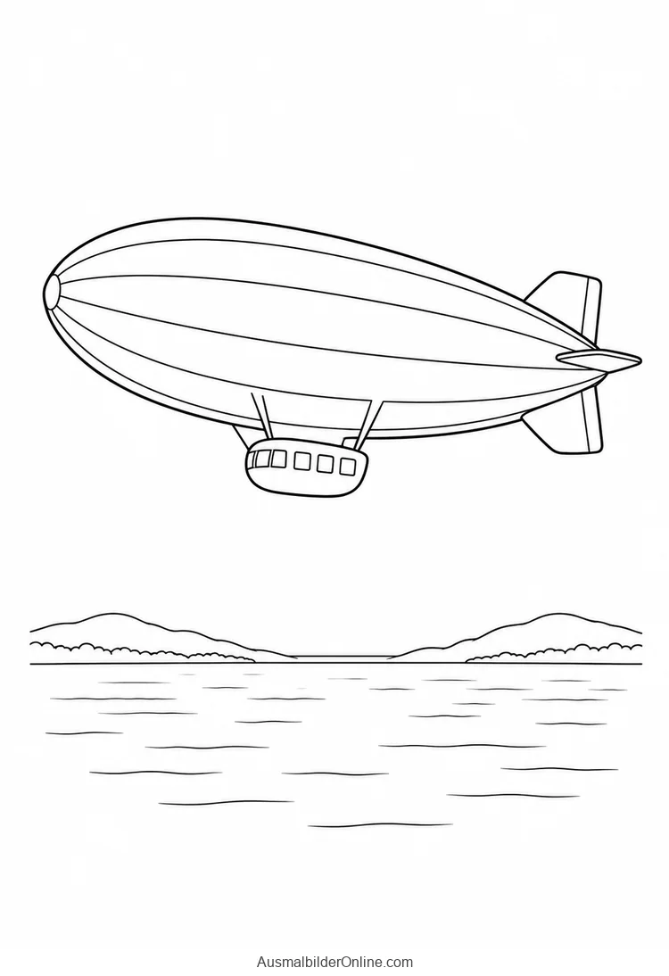 Ein Zeppelin mit kleiner Gondel über dem Bodensee