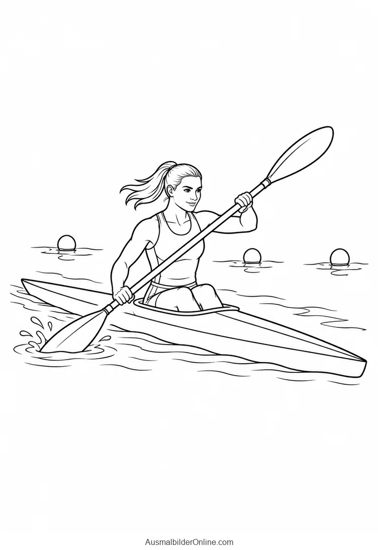 Eine Frau sitzt mit einem Doppelpaddel in einem Kajak auf dem Wasser
