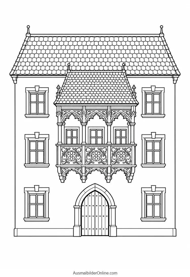 Das Goldene Dachl in Innsbruck ist als Erker mit Ziegeldach und verzierter Fassade dargestellt