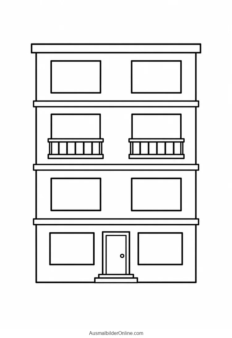 Viergeschossiges Wohnhaus mit zwei Balkonen