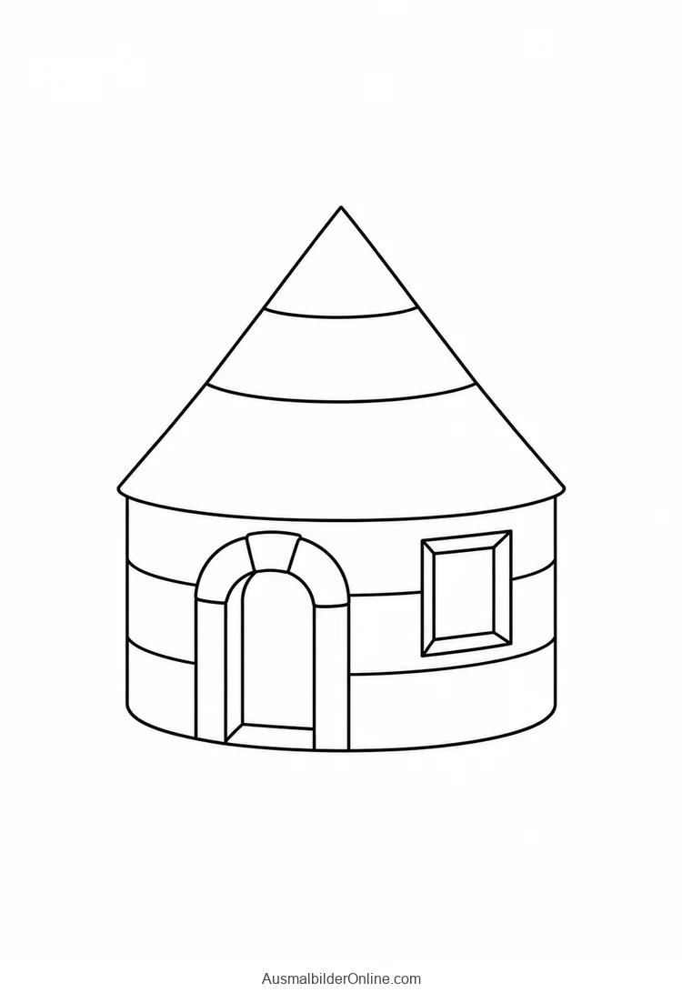 Rundes Haus mit kegelförmigem Dach