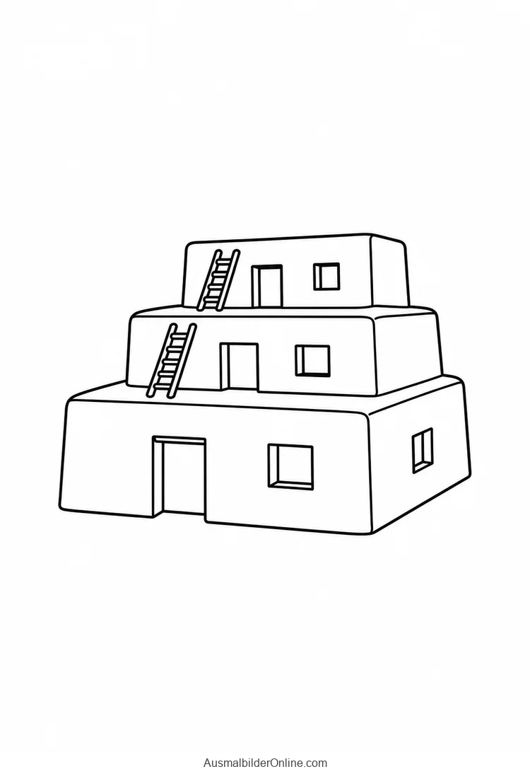 Terrassenförmig angeordnetes Haus mit Außenleitern