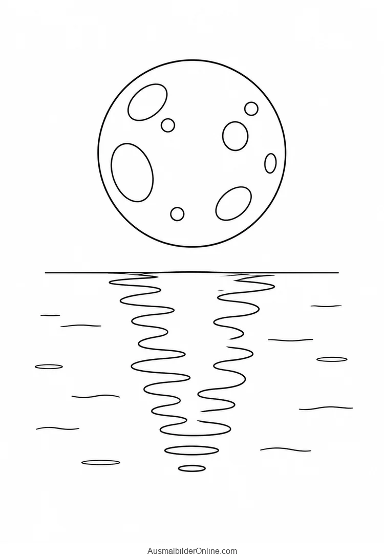 Mond über stillem Wasser mit einer ruhigen Spiegelung
