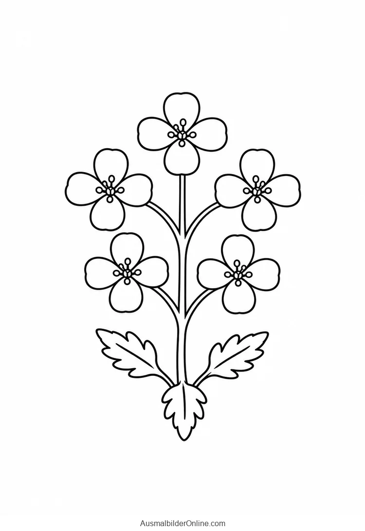 Verzweigter Stängel mit rundlichen offenen Blüten und wenigen Blättern