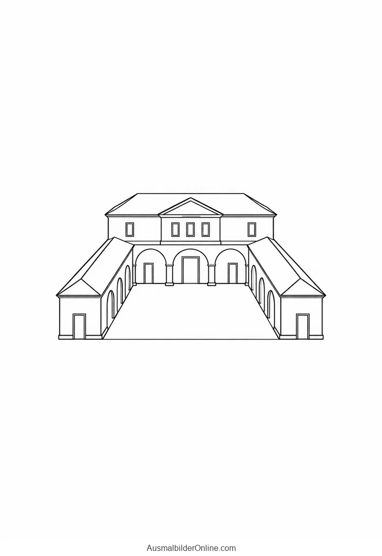 Ein römischer Gutshof mit Haupthaus und zwei Flügeln um einen offenen Hof