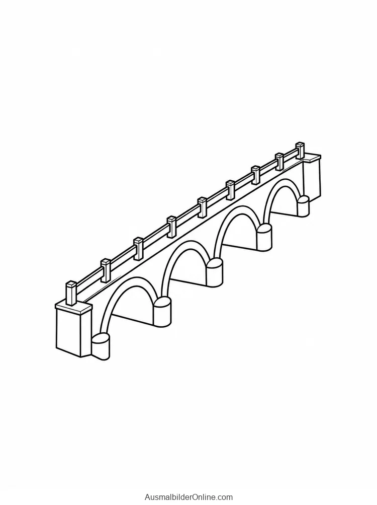 Eine steinerne Brücke mit großen offenen Bögen und schlichtem Geländer