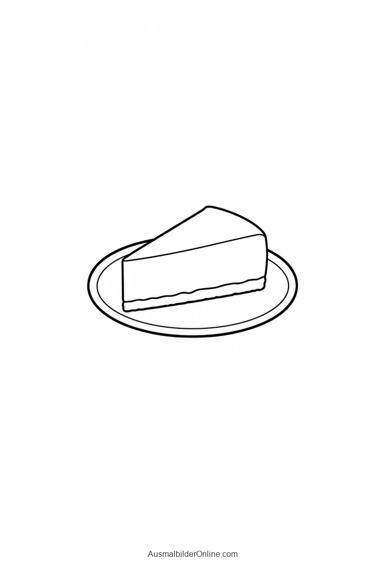Ein dreieckiges Stück Käsekuchen liegt auf einem schlichten Teller