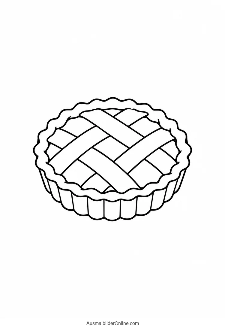 Eine runde Linzer Torte hat ein offenes Gitter aus breiten Teigstreifen