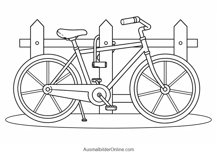 Fahrrad mit Bügelschloss an einem niedrigen Zaun