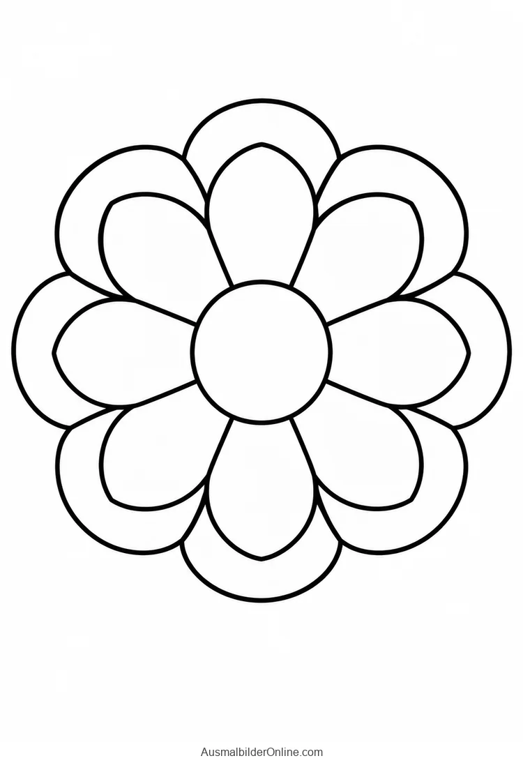 Einfaches Blumenmandala mit acht Blütenblättern und rundem Mittelpunkt