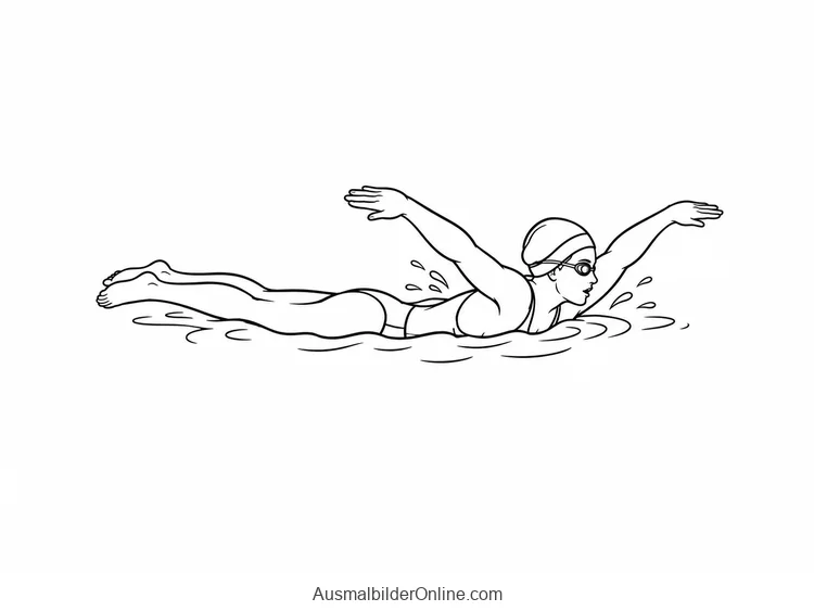 Ein Schwimmer hebt beide Arme seitlich über die Wasseroberfläche