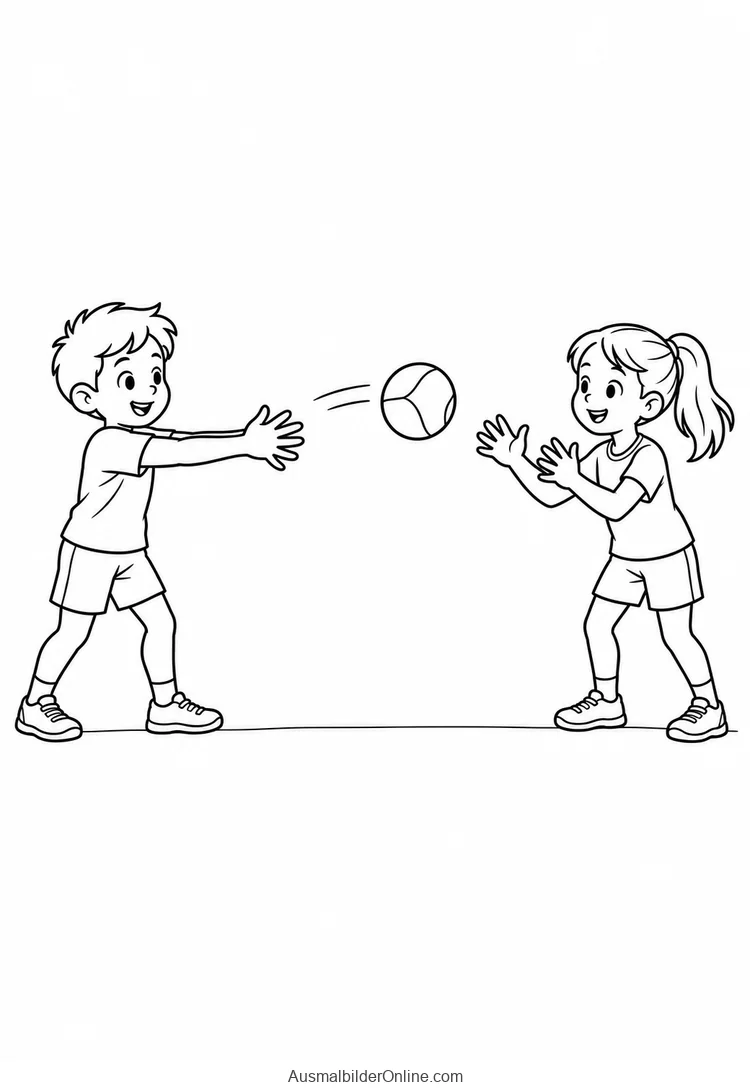 Junge wirft einem Mädchen einen Ball zu