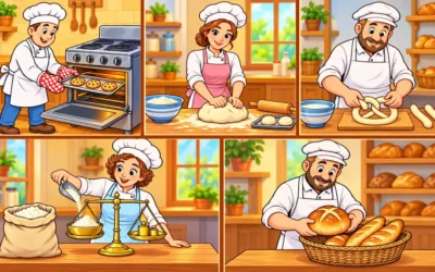 Bäcker ausmalen: Teig, Brezeln und frisches Brot