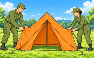 Soldaten ausmalen: Funk, Zelt und gemeinsame Orientierung