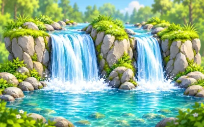 Wasserfälle ausmalen: Felsen, Kaskaden und Bachläufe