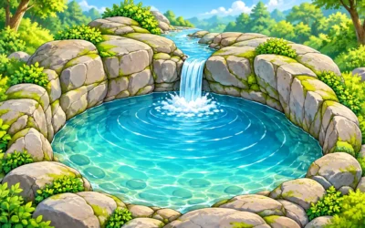 Wasserfälle ausmalen: Schlucht, Felsbecken und Küste