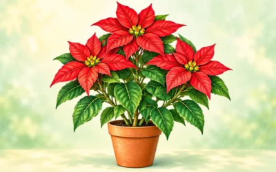 Weihnachtsstern ausmalen: Pflanze, Blätter und Gärtnerei