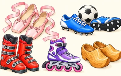 Schuhe-Ausmalbilder mit Spitzenschuhen und Skischuhen