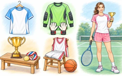 Sportmotive ausmalen: Trikots, Handschuhe und Pokal
