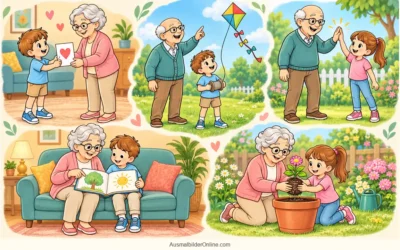 Oma und Opa ausmalen: Herzkarte, Drachen und gemeinsame Zeit