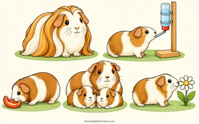 Meerschweinchen-Ausmalbilder: Langes Fell und kleine Entdeckungen