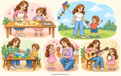 Muttertag-Ausmalbilder: Backen, Musik und gemeinsame Freude