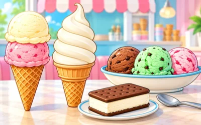 Eis ausmalen: Kugeln, Softeis und Eis am Stiel