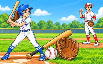 Baseball ausmalen: Werfer, Schlagfrau und Fanghandschuh