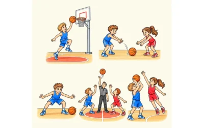 Basketball-Ausmalbilder: Korbnähe, Pass und Abwehr