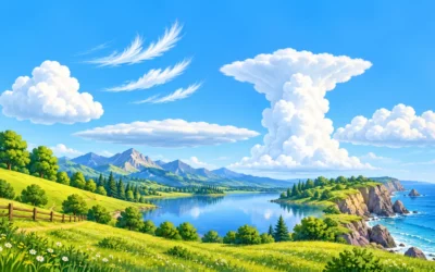 Wolken-Ausmalbilder: Haufenwolken und Federformen