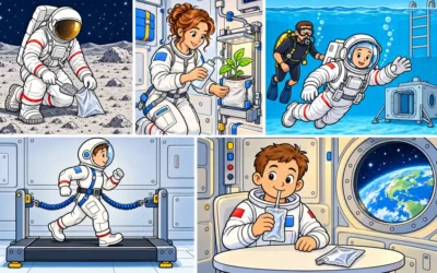 Astronauten ausmalen: Mondgestein, Training und Alltag