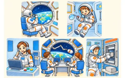 Astronauten-Ausmalbilder: Erde, Wassertropfen und Technik