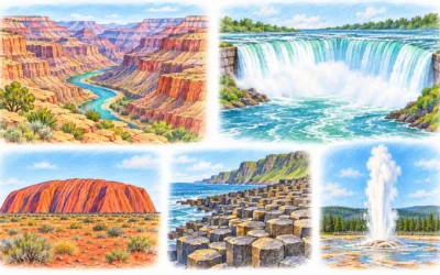 Natursehenswürdigkeiten ausmalen: Grand Canyon und Uluru