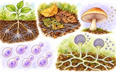 Pilze ausmalen: Myzel, Sporen und mikroskopische Formen