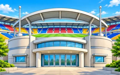 Fußballstadion ausmalen: Eingang, Tribünen und Arena