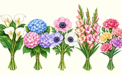 Blumenstrauß-Ausmalbilder mit Calla, Hortensien und Nelken