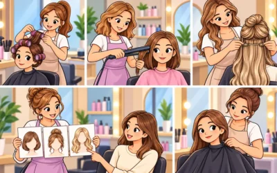 Friseure ausmalen: Wickler, Frisurenberatung und Umhang