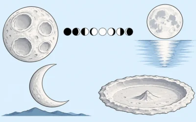 Mond-Ausmalbilder: Vollmond, Mondphasen und Krater