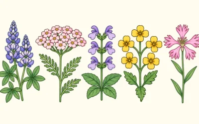 Wiesenblumen-Ausmalbilder: Blüten und Blattformen