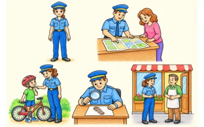 Polizei-Ausmalbilder: Helfen, Erklären und Spuren ansehen