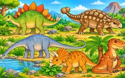 Dinosaurier-Ausmalbilder: Stegosaurus, Triceratops und T-rex