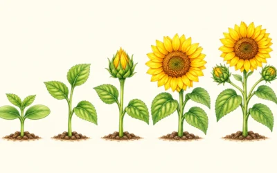 Sonnenblumen-Ausmalbilder: Keimling, Knospe und Blüte