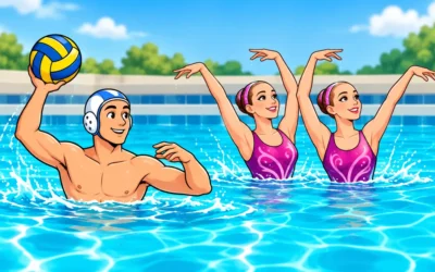 Wassersport ausmalen: Wasserball, Synchronschwimmen und Aquafitness