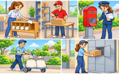 Postboten ausmalen: Briefe, Pakete und Postfächer