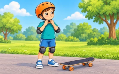 Skateboard-Ausmalbilder: Helm, Schoner und Pausen